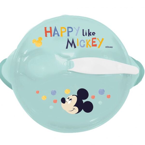 Bowl with anti-slip suction & spoon - Mickey Mouse