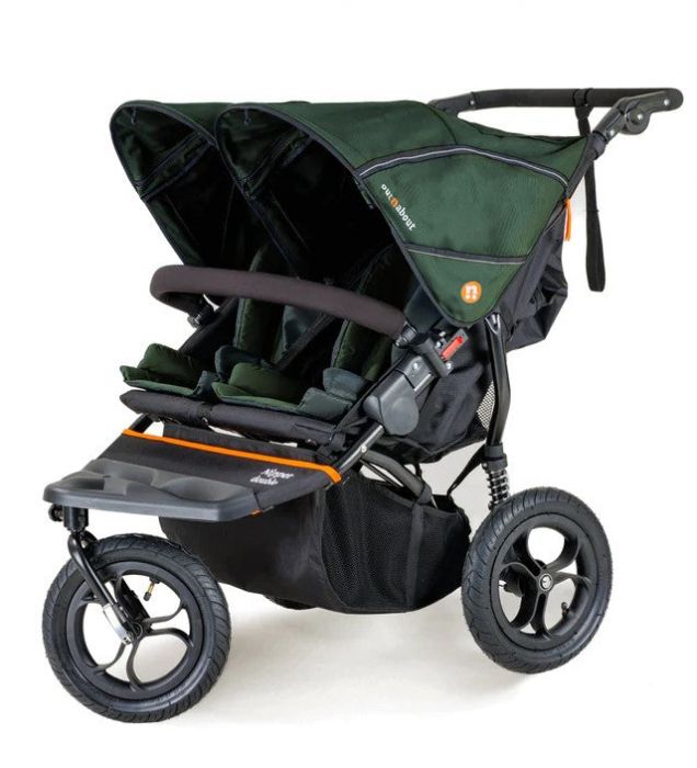 Out'n'About Nipper Double V5 Pushchair Lightweight, all-terrain buggy for two, suitable from birth to 4 years - Sycamore