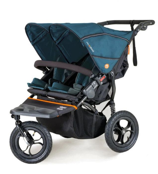 Out'n'About Nipper Double V5 Pushchair Lightweight, all-terrain buggy for two, suitable from birth to 4 years - Highland Blue