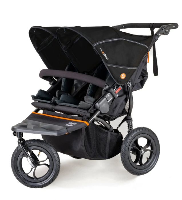 Out'n'About Nipper Double V5 Pushchair Lightweight, all-terrain buggy for two, suitable from birth to 4 years - Summit Black