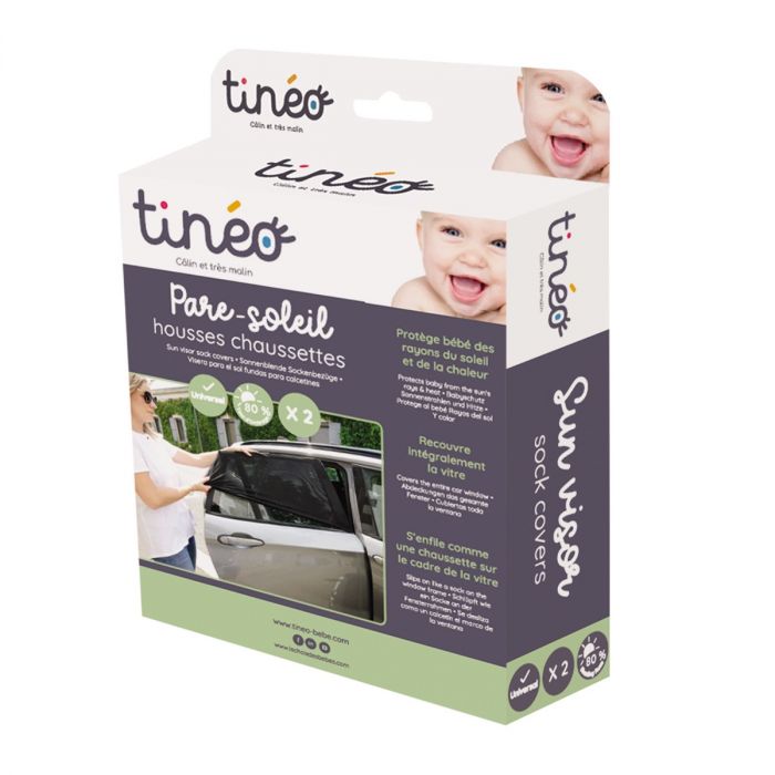 Tineo Car Back Seat Window Sunshade - Set of 2 "Sock" Cover Shades - Image 2