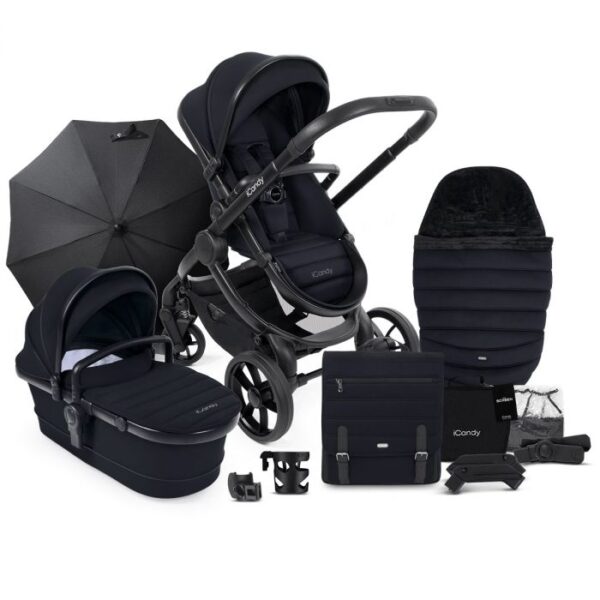 iCandy Peach 7 Combo Pushchair Complete Bundle, Black Edition