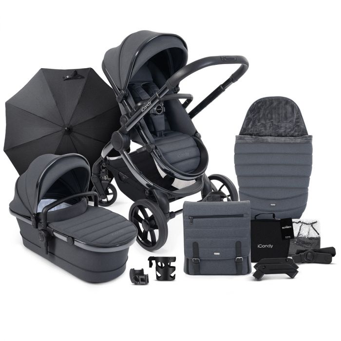 iCandy Peach 7 Combo Pushchair Complete Bundle, Dark Grey