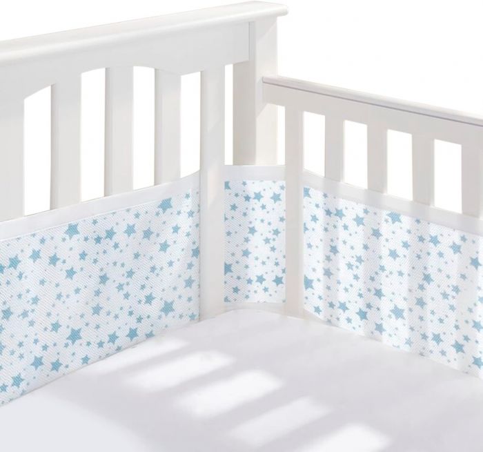 BreathableBaby Mesh Cot Bed Liner – Classic Collection – Fits 4 Sides – Safe Anti-Bumper Design – Twinkle Blue - Image 5