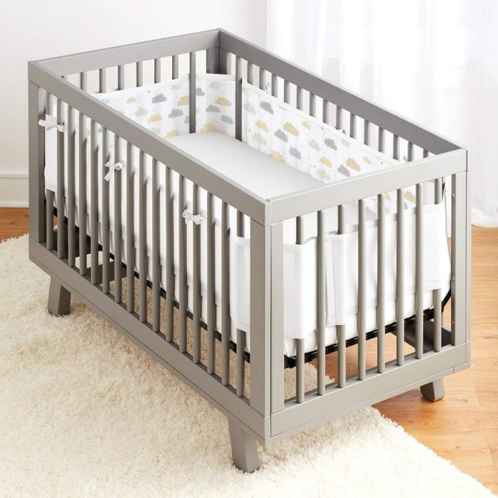 BreathableBaby Mesh Cot Bed Liner – Classic Collection – Fits 4 Sides – Safe Anti-Bumper Design – Cloud 9