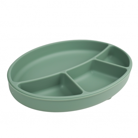Thermobaby Silicone Suction Divided Plate for Toddlers – BPA-Free & Microwave Safe - Cactus Green