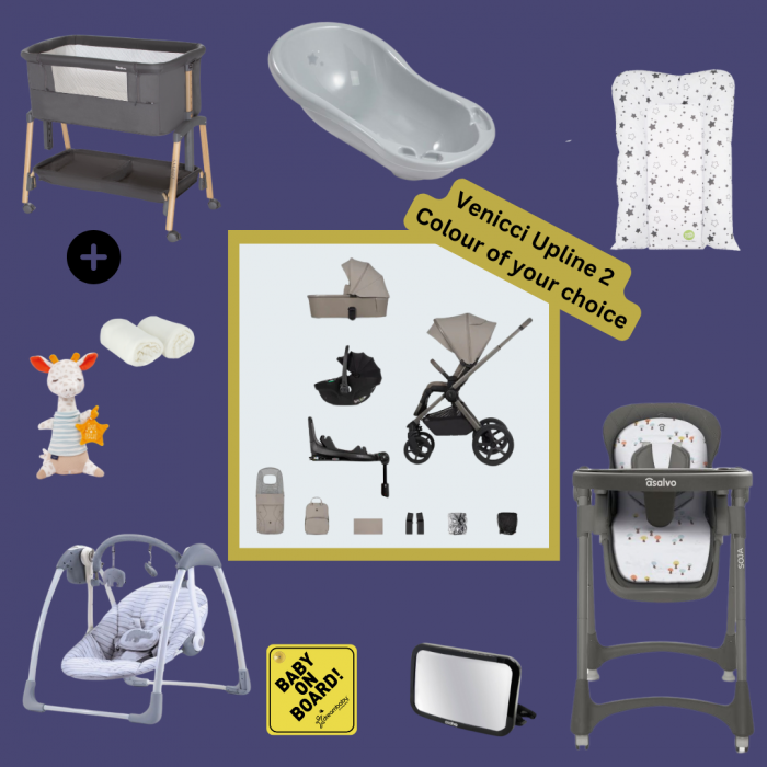 Venicci Upline 2, Tiago 360 Car Seat, Base, Full Newborn Bundle - Colour of Choice