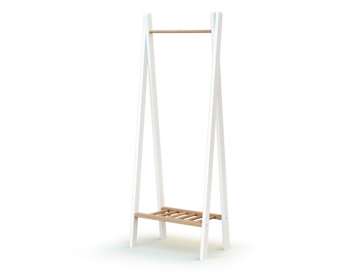 Children's Wooden Clothes Rail - White & Natural Wood - Image 3