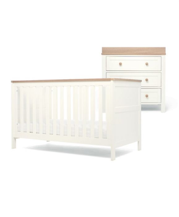 Mamas & Papas Wedmore 2 Piece Cotbed Set with Dresser Changer - White/Natural - Image 7